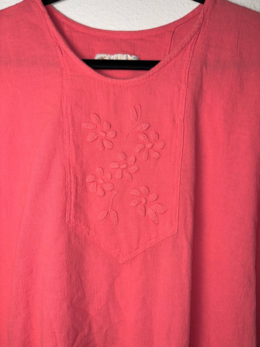 Manta del lago hand embroidered top dolman sleeves woman's size large coral - Picture 6 of 12